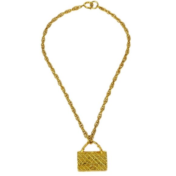 Chanel Bag Chain Pendant Necklace Gold 95P 123838 - Picture 1 of 4